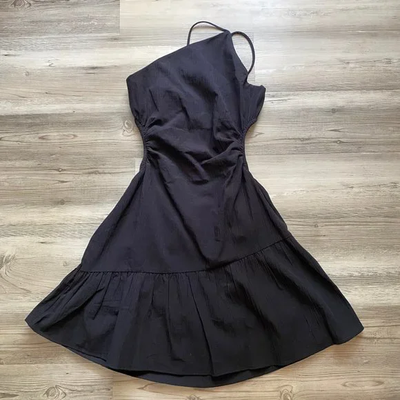 princess polly baby blue dress H&M Divided Black & White Cut Out Waist Mini Summer Dress Size 6 Small -  $23